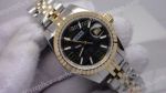 High Quality Rolex Replica Ladies Watch 2-Tone Black Dial Low Price